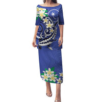 FSM Chuuk State Polynesian Shark Tattoo Personalised Puletasi LT9 Long Dress Blue - Polynesian Pride