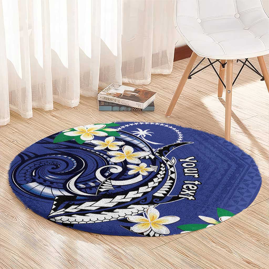 FSM Chuuk State Polynesian Shark Tattoo Personalised Round Carpet