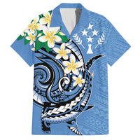 FSM Kosrae Polynesian Shark Tattoo Personalised Family Matching Off Shoulder Short Dress and Hawaiian Shirt LT9 Dad's Shirt - Short Sleeve Blue - Polynesian Pride