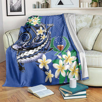 FSM Pohnpei Polynesian Shark Tattoo Personalised Blanket LT9 Blue - Polynesian Pride