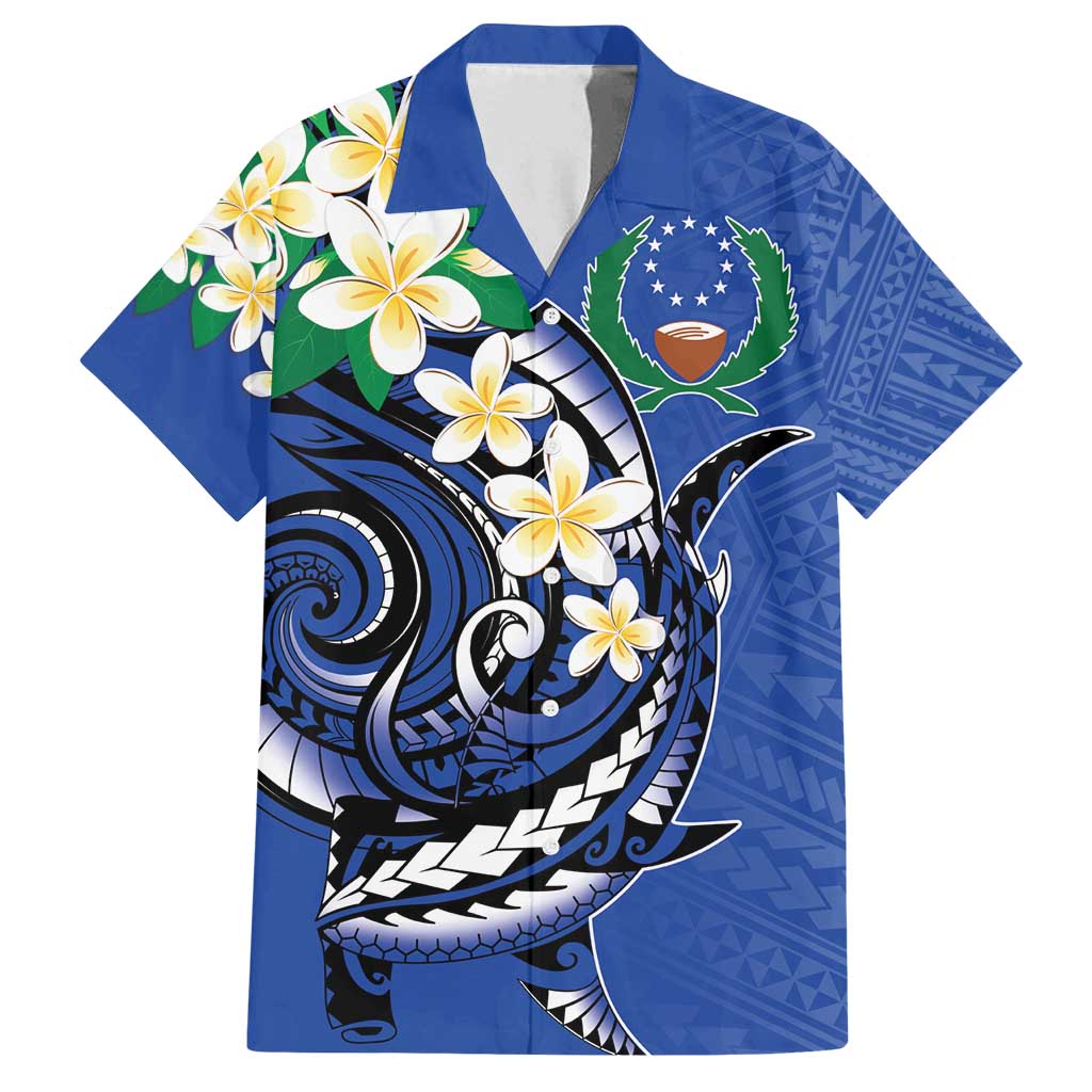 FSM Pohnpei Polynesian Shark Tattoo Personalised Family Matching Tank Maxi Dress and Hawaiian Shirt LT9 Dad's Shirt - Short Sleeve Blue - Polynesian Pride