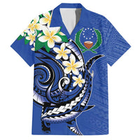 FSM Pohnpei Polynesian Shark Tattoo Personalised Family Matching Tank Maxi Dress and Hawaiian Shirt LT9 Dad's Shirt - Short Sleeve Blue - Polynesian Pride