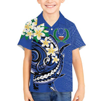 FSM Pohnpei Polynesian Shark Tattoo Personalised Family Matching Tank Maxi Dress and Hawaiian Shirt LT9 Son's Shirt Blue - Polynesian Pride
