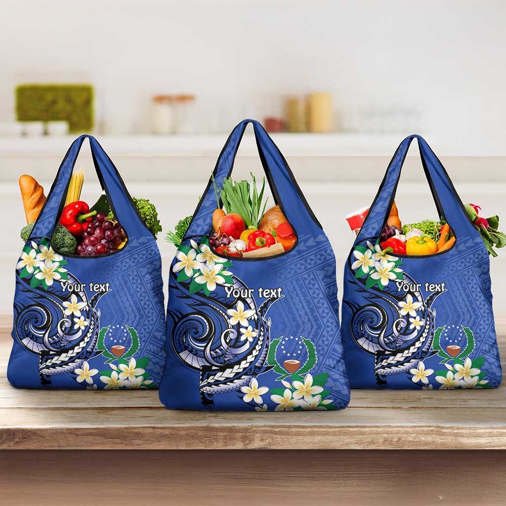 FSM Pohnpei Polynesian Shark Tattoo Personalised Grocery Bag LT9 3-pack One Size Blue - Polynesian Pride