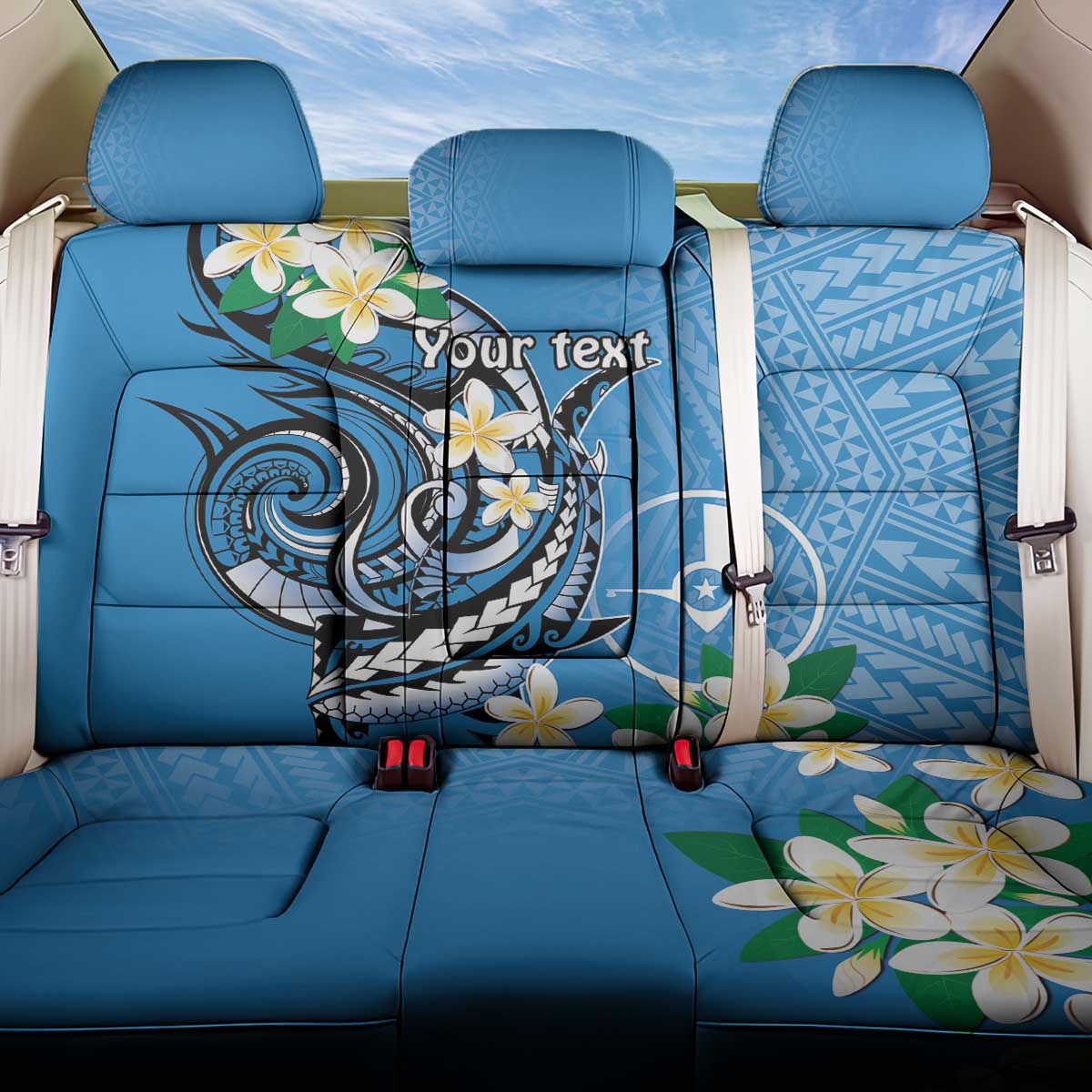 FSM Yap State Polynesian Shark Tattoo Personalised Back Car Seat Cover