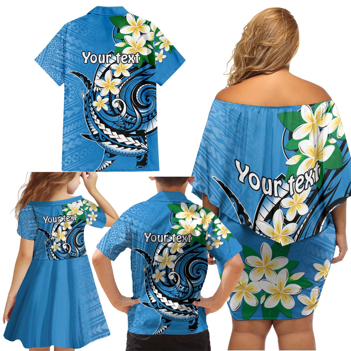 FSM Yap State Polynesian Shark Tattoo Personalised Family Matching Off Shoulder Short Dress and Hawaiian Shirt