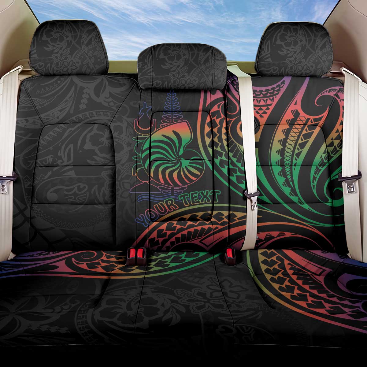 New Caledonia Polynesian Tatoo Personalised Back Car Seat Cover