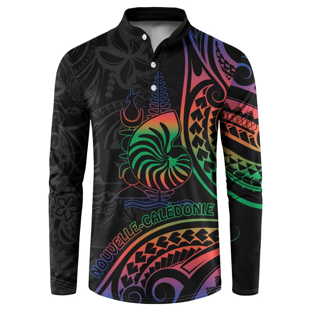 New Caledonia Polynesian Tatoo Personalised Button Sweatshirt LT9 Black - Polynesian Pride