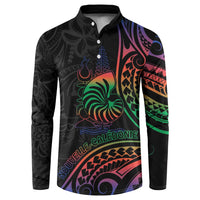 New Caledonia Polynesian Tatoo Personalised Button Sweatshirt LT9 Black - Polynesian Pride