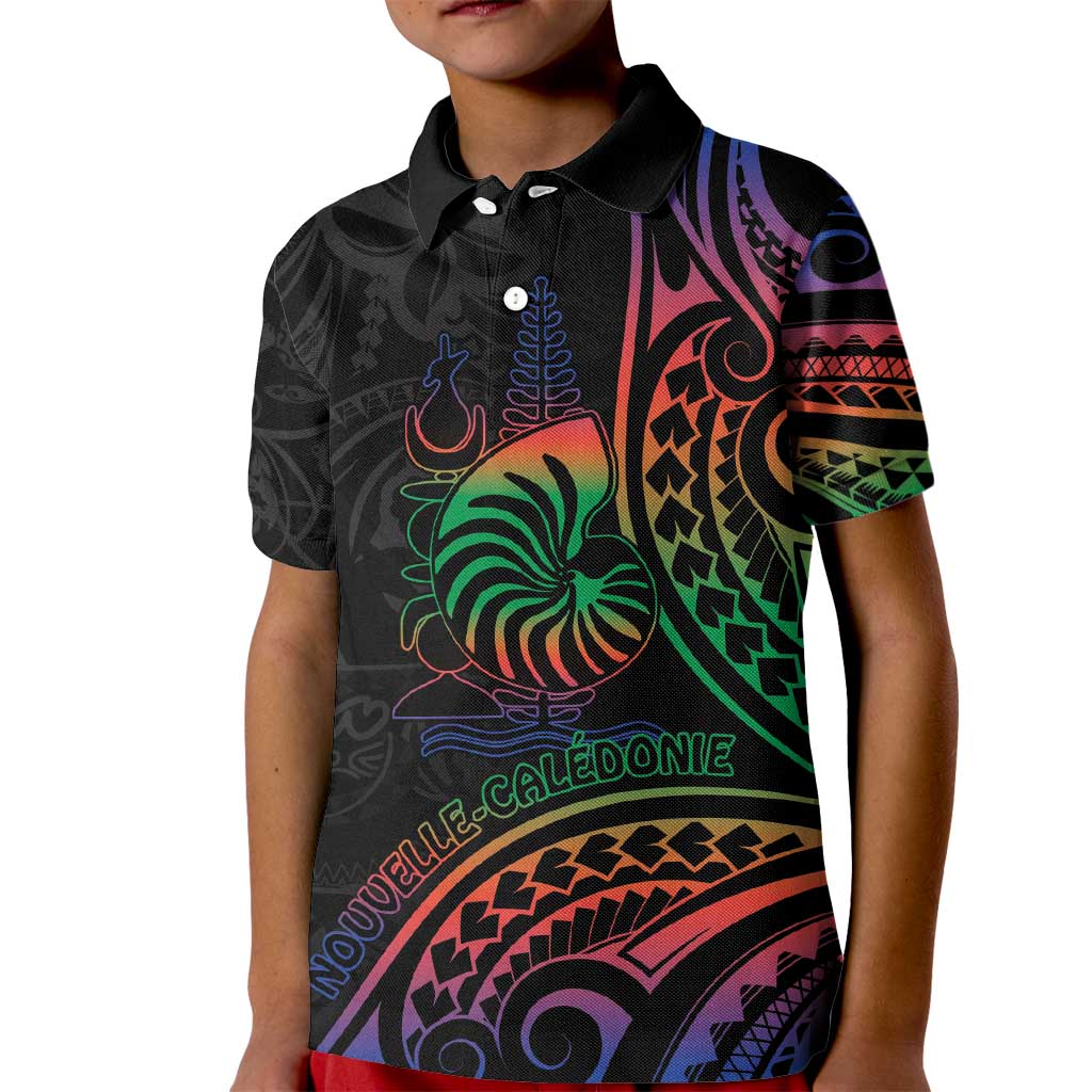 New Caledonia Polynesian Tatoo Personalised Kid Polo Shirt LT9 Kid Black - Polynesian Pride