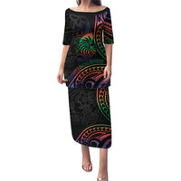 New Caledonia Polynesian Tatoo Personalised Puletasi LT9 Long Dress Black - Polynesian Pride