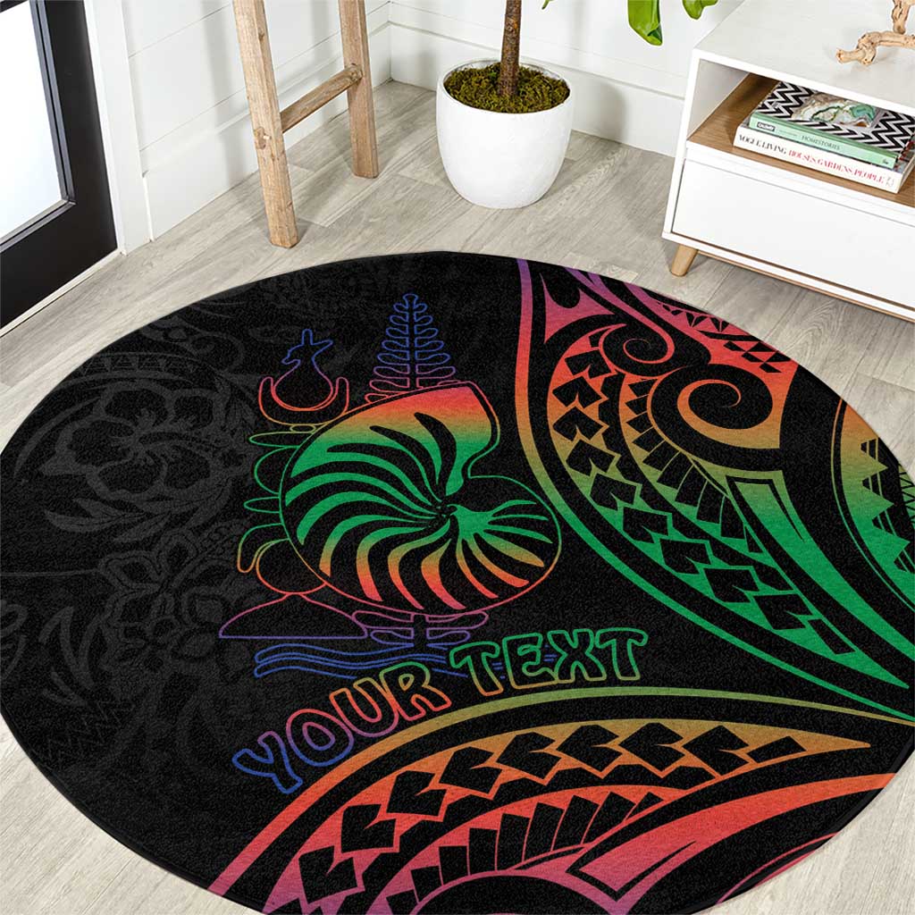 New Caledonia Polynesian Tatoo Personalised Round Carpet