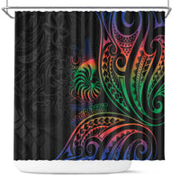 New Caledonia Polynesian Tatoo Personalised Shower Curtain LT9 Black - Polynesian Pride