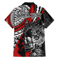 Personalised Polynesia Skull Family Matching Tank Maxi Dress and Hawaiian Shirt Tattoo In The Style Of Maori With Marine Life Red LT9 - Polynesian Pride