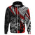 Personalised Polynesia Skull Hoodie Tattoo In The Style Of Maori With Marine Life Red LT9 - Polynesian Pride