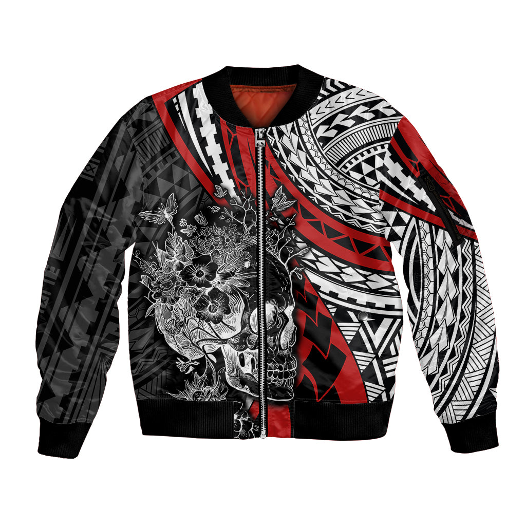 personalised-polynesia-skull-sleeve-zip-bomber-jacket-tattoo-in-the-style-of-maori-with-marine-life-red