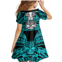 Personalised Polynesia Skull Family Matching Mermaid Dress and Hawaiian Shirt With Boars Tusk Aqua Arty Vibe LT9 - Polynesian Pride