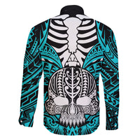Personalised Polynesia Skull Family Matching Mermaid Dress and Hawaiian Shirt With Boars Tusk Aqua Arty Vibe LT9 - Polynesian Pride