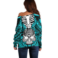 personalised-polynesia-skull-off-shoulder-sweater-with-boars-tusk-aqua-arty-vibe
