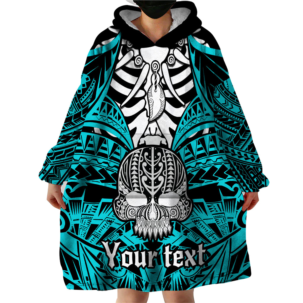 personalised-polynesia-skull-wearable-blanket-hoodie-with-boars-tusk-aqua-arty-vibe