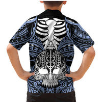 Personalised Polynesia Skull Family Matching Mermaid Dress and Hawaiian Shirt With Boars Tusk Blue Arty Vibe LT9 - Polynesian Pride