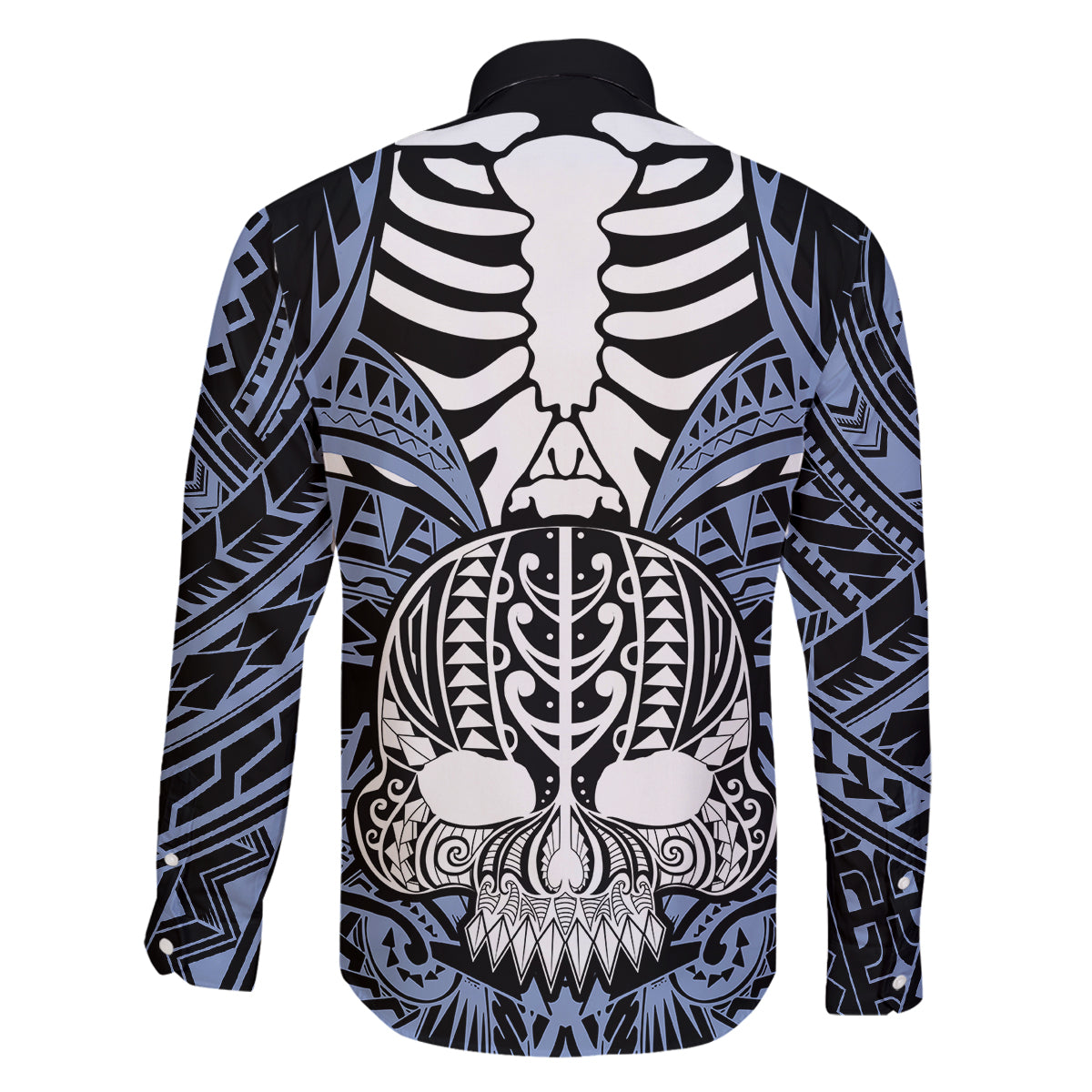 Personalised Polynesia Skull Family Matching Mermaid Dress and Hawaiian Shirt With Boars Tusk Blue Arty Vibe LT9 - Polynesian Pride