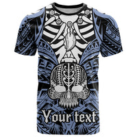 Personalised Polynesia Skull T Shirt With Boars Tusk Blue Arty Vibe LT9 Blue - Polynesian Pride