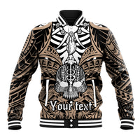 Personalised Polynesia Skull Baseball Jacket With Boars Tusk Gold Arty Vibe LT9 Unisex Gold - Polynesian Pride
