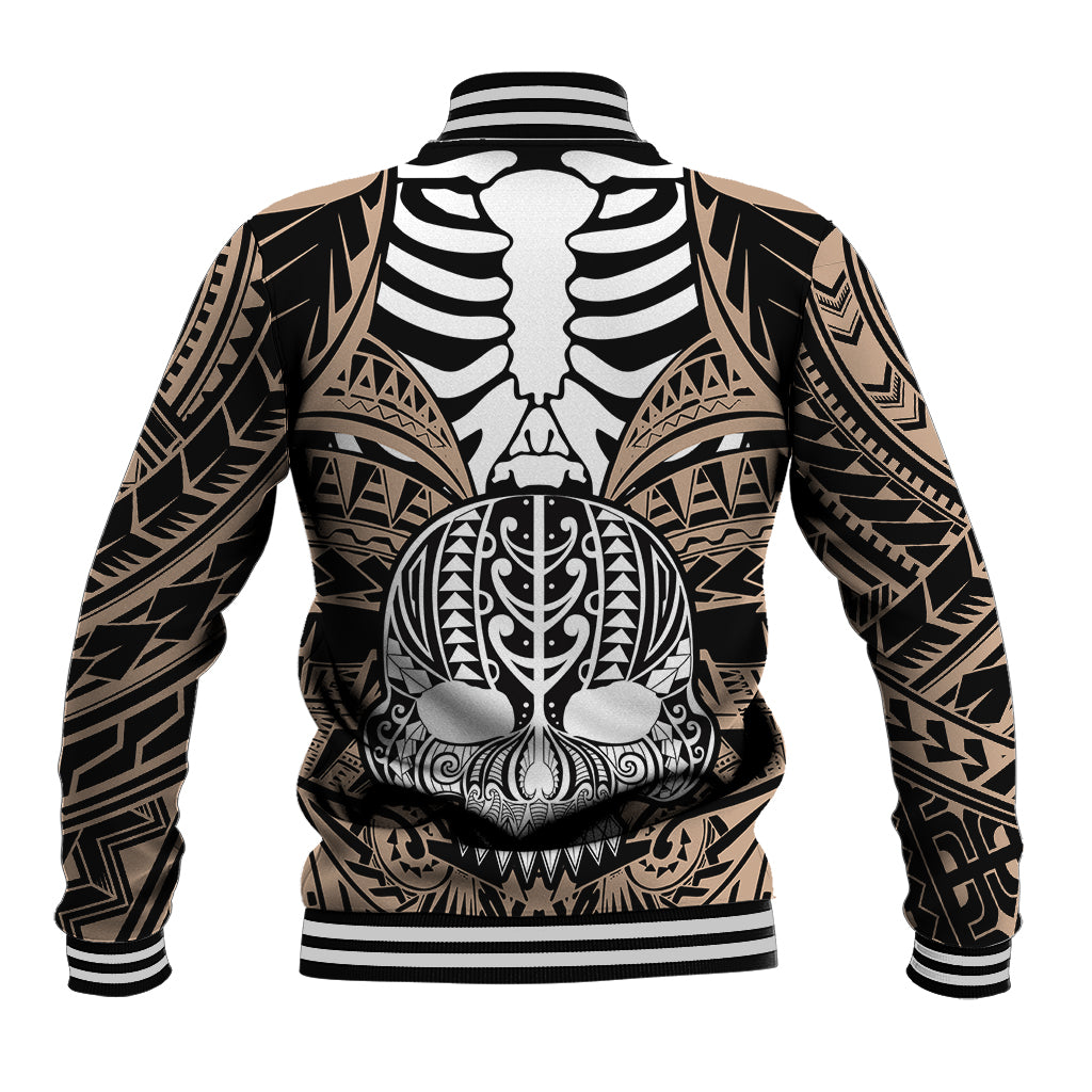 Personalised Polynesia Skull Baseball Jacket With Boars Tusk Gold Arty Vibe LT9 - Polynesian Pride