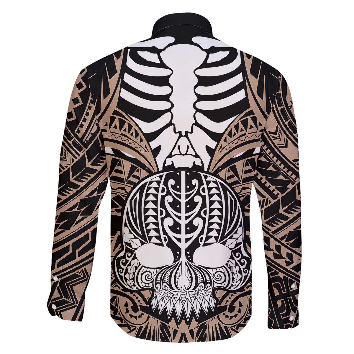 Personalised Polynesia Skull Family Matching Off Shoulder Short Dress and Hawaiian Shirt With Boars Tusk Gold Arty Vibe LT9 - Polynesian Pride