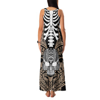 Personalised Polynesia Skull Family Matching Tank Maxi Dress and Hawaiian Shirt With Boars Tusk Gold Arty Vibe LT9 - Polynesian Pride