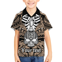 Personalised Polynesia Skull Family Matching Tank Maxi Dress and Hawaiian Shirt With Boars Tusk Gold Arty Vibe LT9 Son's Shirt Gold - Polynesian Pride