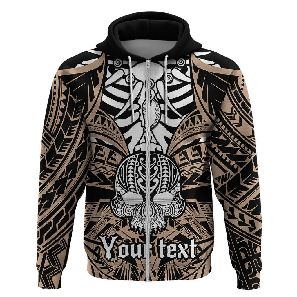 Personalised Polynesia Skull Hoodie With Boars Tusk Gold Arty Vibe LT9 - Polynesian Pride