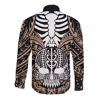 personalised-polynesia-skull-long-sleeve-button-shirt-with-boars-tusk-gold-arty-vibe