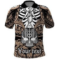 Personalised Polynesia Skull Polo Shirt With Boars Tusk Gold Arty Vibe LT9 Gold - Polynesian Pride