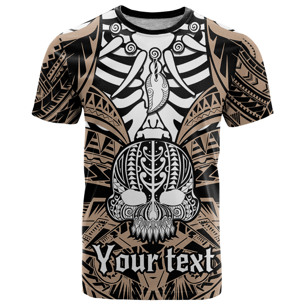 Personalised Polynesia Skull T Shirt With Boars Tusk Gold Arty Vibe LT9 Gold - Polynesian Pride