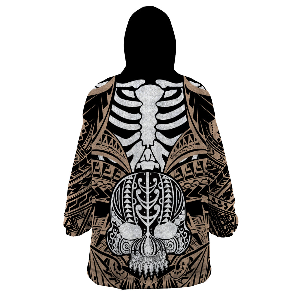 personalised-polynesia-skull-wearable-blanket-hoodie-with-boars-tusk-gold-arty-vibe