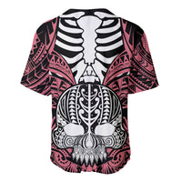 Personalised Polynesia Skull Baseball Jersey With Boars Tusk Pink Arty Vibe LT9 - Polynesian Pride