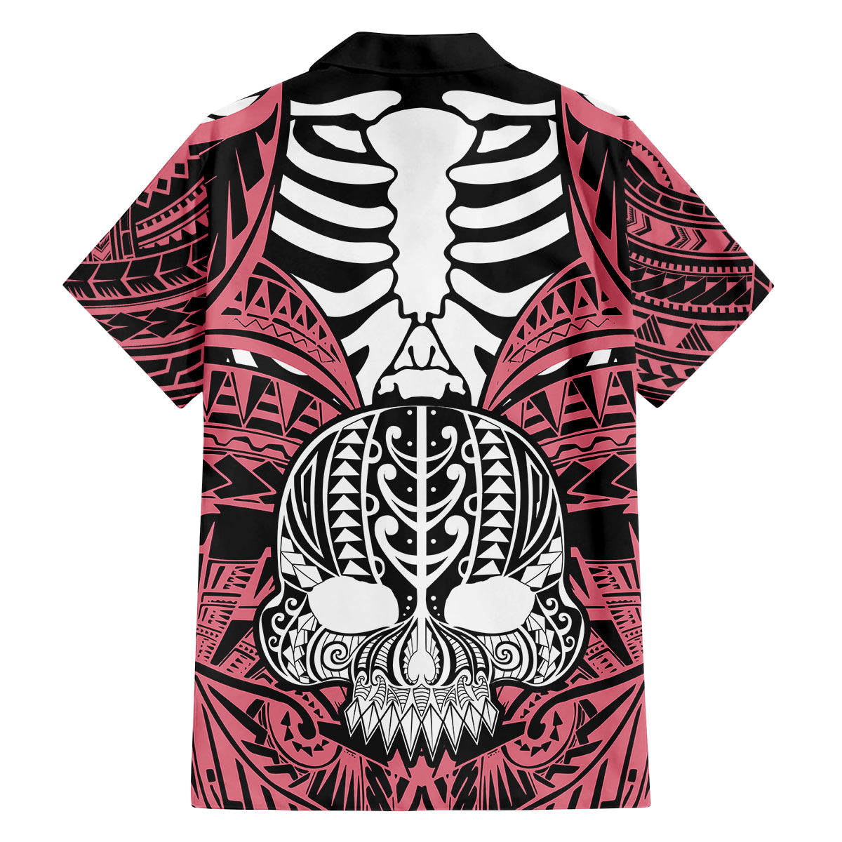 Personalised Polynesia Skull Family Matching Off Shoulder Maxi Dress and Hawaiian Shirt With Boars Tusk Pink Arty Vibe LT9 - Polynesian Pride