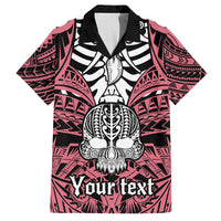 Personalised Polynesia Skull Family Matching Tank Maxi Dress and Hawaiian Shirt With Boars Tusk Pink Arty Vibe LT9 Dad's Shirt - Short Sleeve Pink - Polynesian Pride