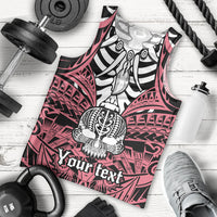 Personalised Polynesia Skull Men Tank Top With Boars Tusk Pink Arty Vibe LT9 Pink - Polynesian Pride