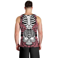 Personalised Polynesia Skull Men Tank Top With Boars Tusk Pink Arty Vibe LT9 - Polynesian Pride