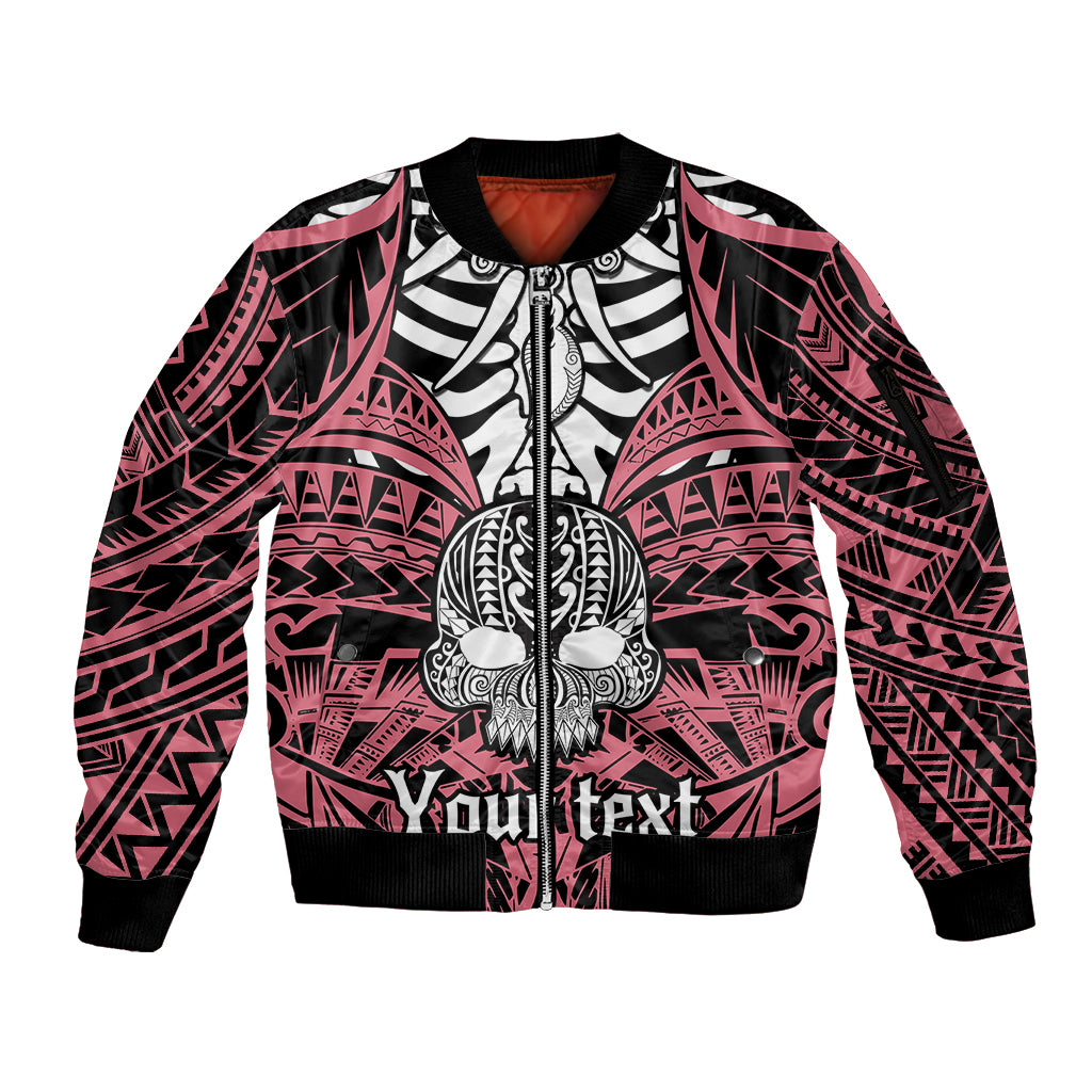 personalised-polynesia-skull-sleeve-zip-bomber-jacket-with-boars-tusk-pink-arty-vibe