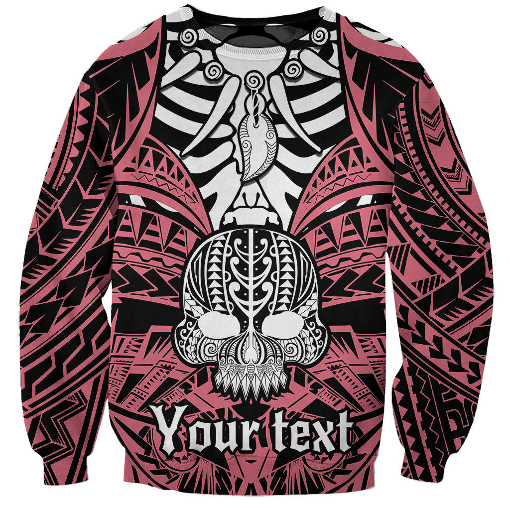 Personalised Polynesia Skull Sweatshirt With Boars Tusk Pink Arty Vibe LT9 Unisex Pink - Polynesian Pride