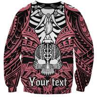 Personalised Polynesia Skull Sweatshirt With Boars Tusk Pink Arty Vibe LT9 Unisex Pink - Polynesian Pride