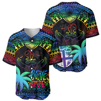 Fiji LGBT Baseball Jersey Love Is Love Tapa Pattern Rainbow Water Color LT9 - Polynesian Pride