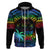 Fiji LGBT Hoodie Love Is Love Tapa Pattern Rainbow Water Color LT9 Zip Hoodie Black - Polynesian Pride