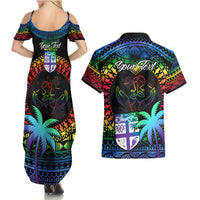 personalised-fiji-lgbt-couples-matching-summer-maxi-dress-and-hawaiian-shirt-love-is-love-tapa-pattern-rainbow-water-color