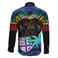 personalised-fiji-lgbt-family-matching-summer-maxi-dress-and-hawaiian-shirt-love-is-love-tapa-pattern-rainbow-water-color