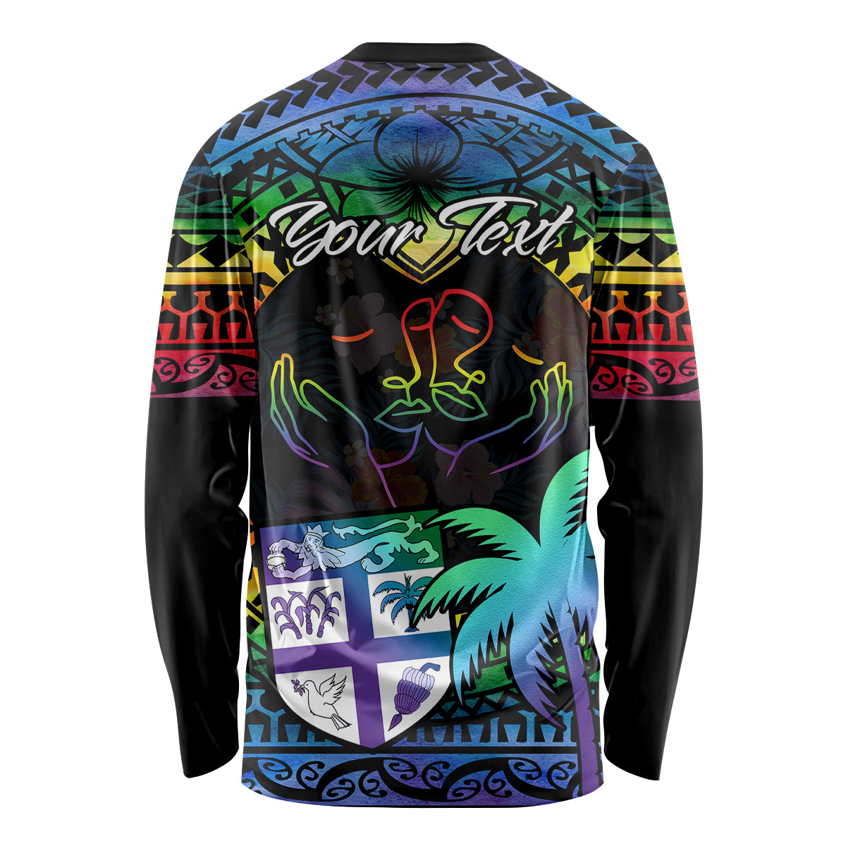 personalised-fiji-lgbt-long-sleeve-shirt-love-is-love-tapa-pattern-rainbow-water-color